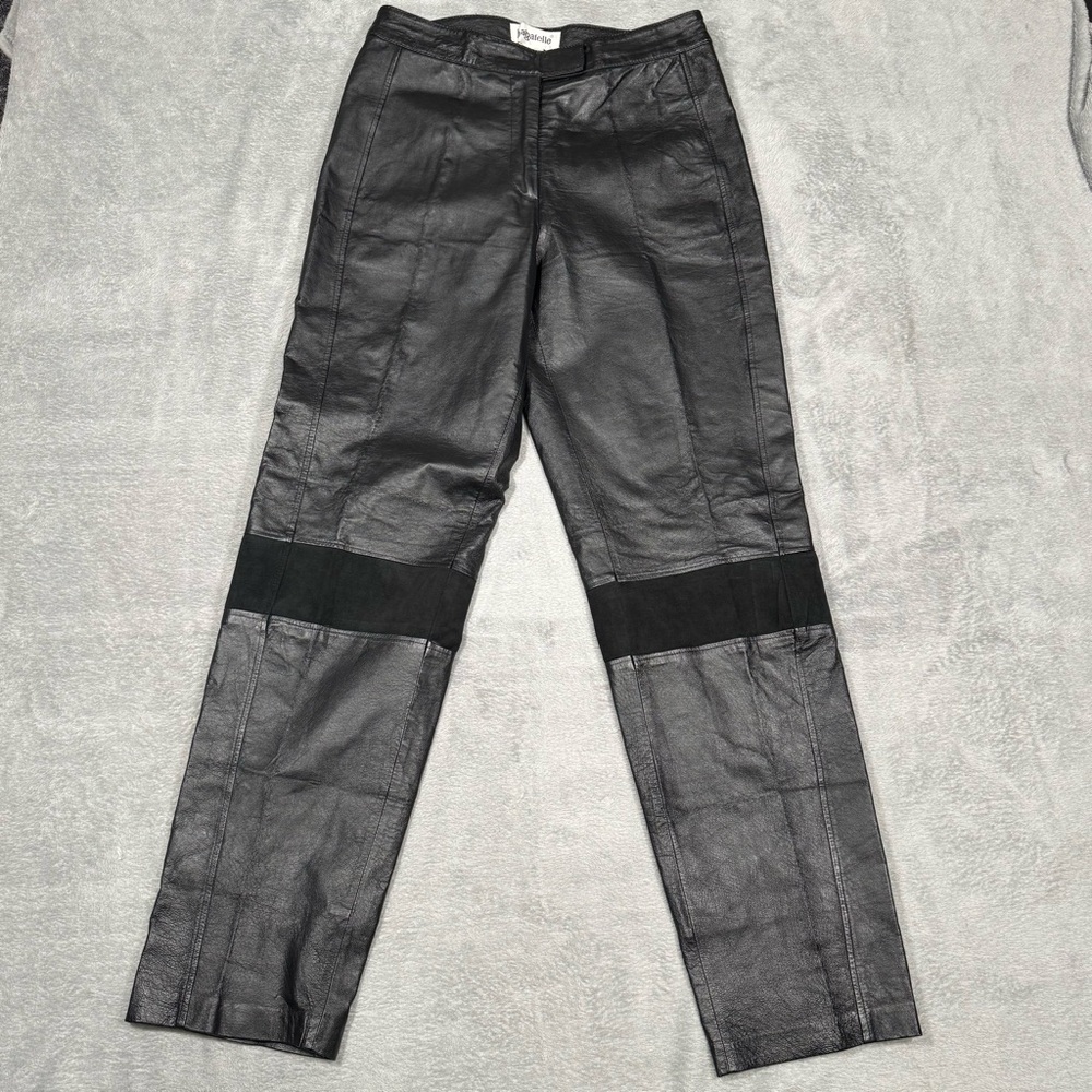 Bagatelle Womens 100% Leather Pants Black Moto Biker Straight Leg Size 10 Goth